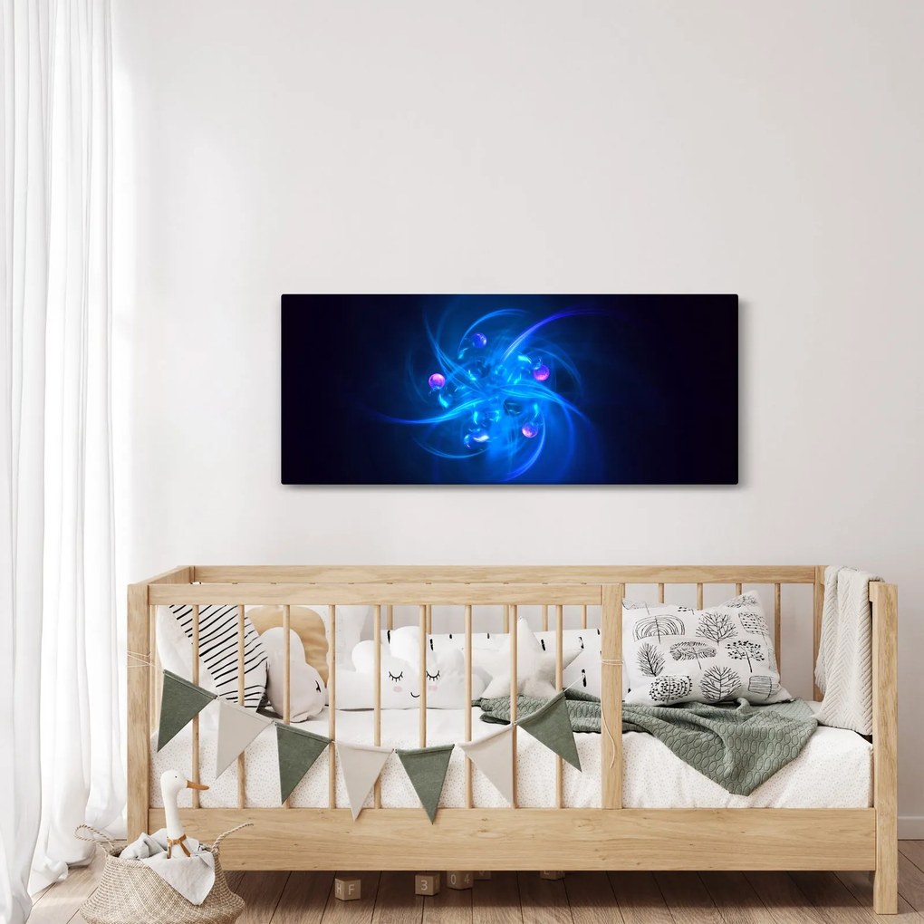 Moderný obraz modrej abstrakcie (120x50 cm)