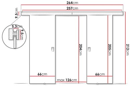 Posuvné dvere Jowenton Duo 132 (biela) . Vlastná spoľahlivá doprava až k Vám domov. 1104639