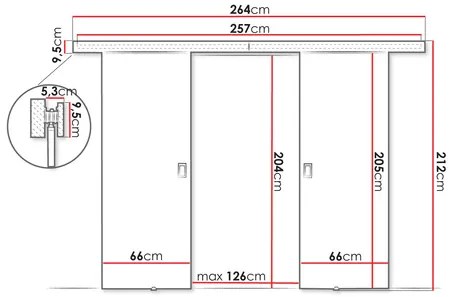 Posuvné dvere Jowenton Duo 132 (jaseň tmavý) . Vlastná spoľahlivá doprava až k Vám domov. 1104641