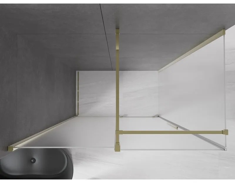 Mexen Velar, sprchový kút s posuvnými dverami 150 x 85 cm, 8mm sklo námraza, zlatá lesklá, 871-150-085-31-50