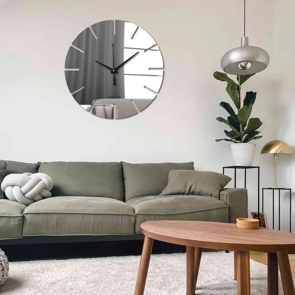 Hodiny na stenu z plexiskla farebné - APLEND: Šedá kovová Ral 7005 Strieborné ručičky 30 cm 4220-70063 X0106