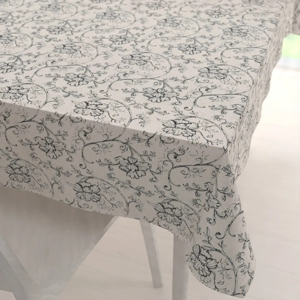 Biante Dekoračný obdĺžnikový obrus Leona LN-014 Popínavé kvety na režnom 60x100 cm