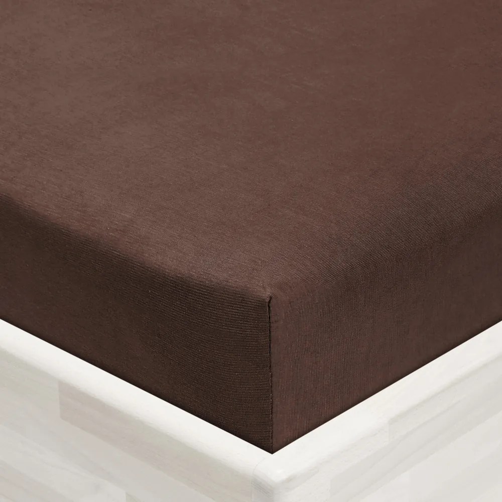 Jersey napínacie prestieradlo JR-026 Čokoládovo hnedé 180 x 220 - výška 20 cm