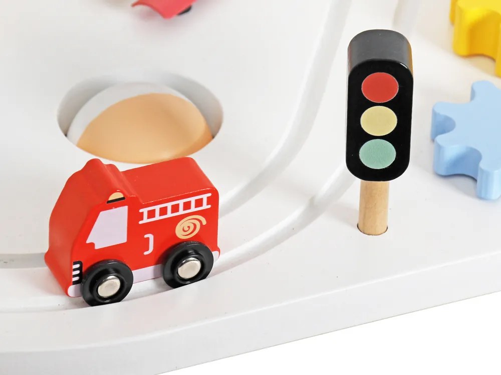 Drevený multifunkčný stôl - ihrisko, činely, autodráha Jokomisiada ZA5266