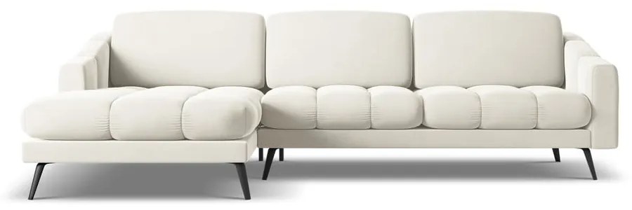 Krémovobiela zamatová rohová pohovka (ľavý roh) Nalu – Makamii