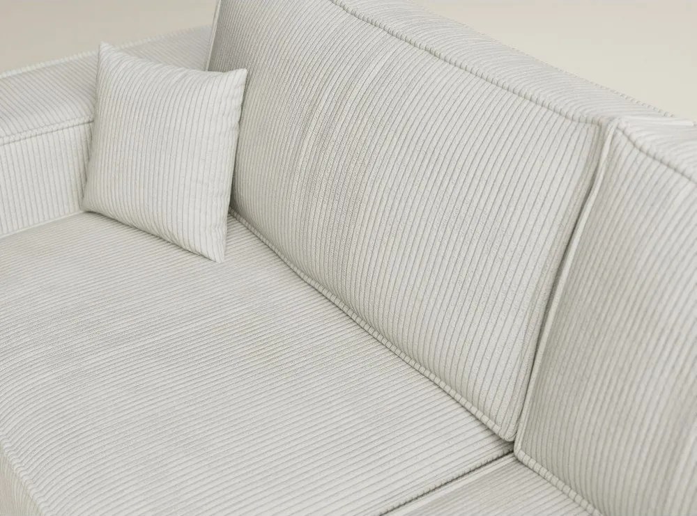 Krémovobiela menčestrová rozkladacia/s úložným priestorom rohová pohovka (pravý roh/do L) Tonga – Maison de Rêve