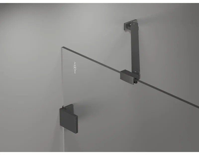 Mexen Lunar-F, 1-krídlový sprchový kút so skladacími dverami, pravý, 95 x 80 cm, 8mm číre sklo, grafitový profil, 836-095-080-66-00-P