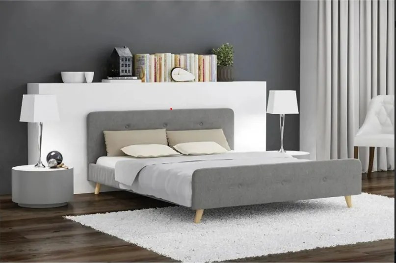 Sivá čalúnená posteľ AMELIA 140 x 200 cm Matrac: Bez matraca