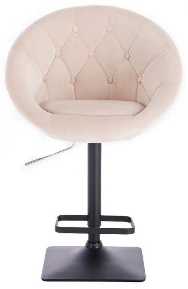 LuxuryForm DESIGN Barová stolička VERA VELUR na čiernej hranatej základni - krémová