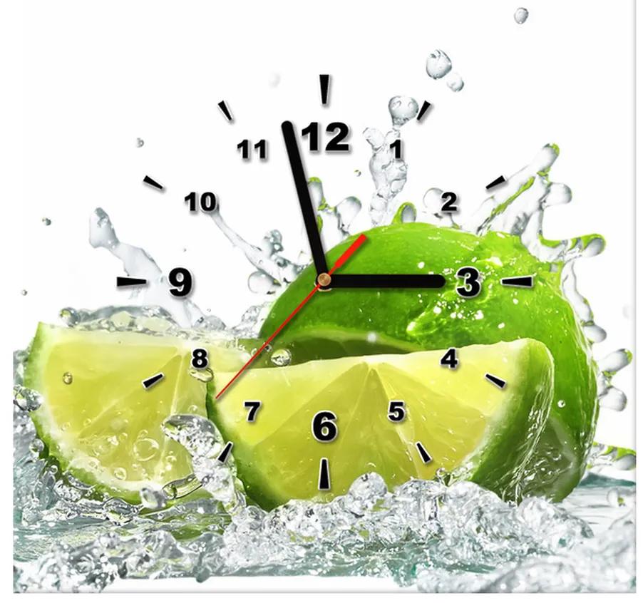 Gario Obraz s hodinami Zelená limetka Rozmery: 60 x 40 cm