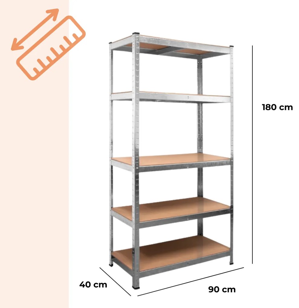 Regál s vysokou nosnosťou HEAVY, max. 875kg, 90x40x180cm, strieborná Jurhan