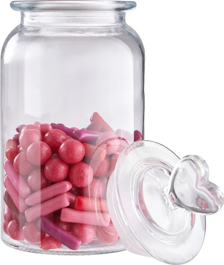 SWEET HEART Dóza sklenené srdca 1350 ml