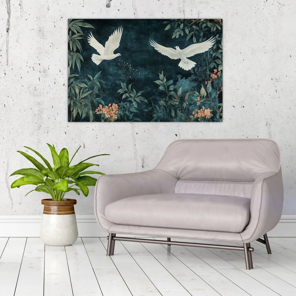 Obraz - Dve holubice (90x60 cm)