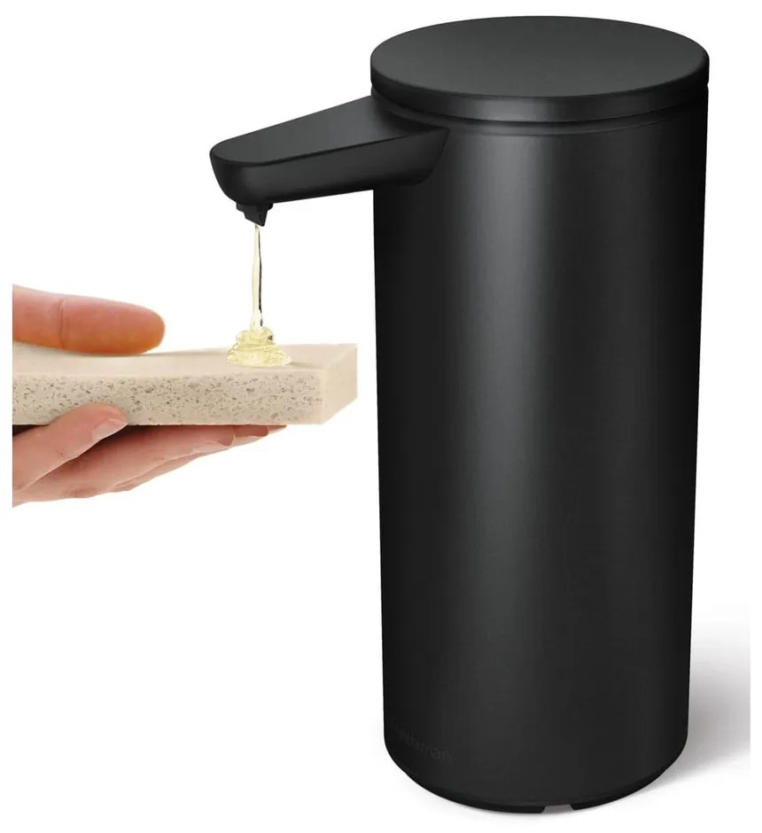 Matne čierny bezdotykový oceľový dávkovač mydla 414 ml – simplehuman