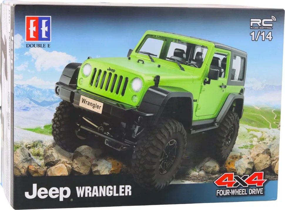 Double E Diaľkovo ovládaný off-road RC Jeep Wrangler Rock Crawler zelený 1:14