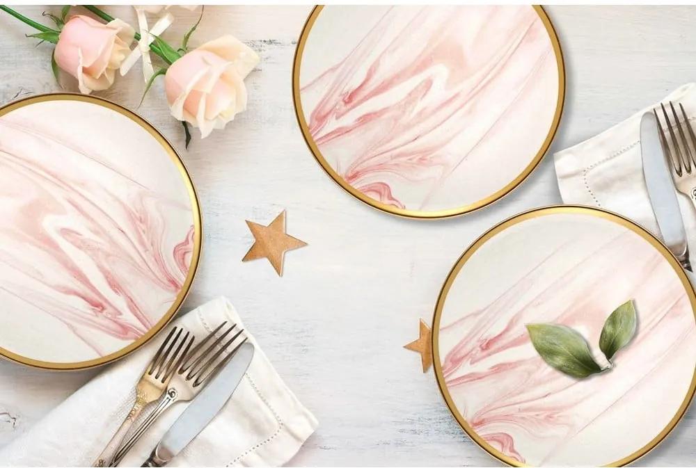 Sada 6 ružovo-bielych porcelánových dezertných tanierov Mia Lucid, ⌀ 19 cm
