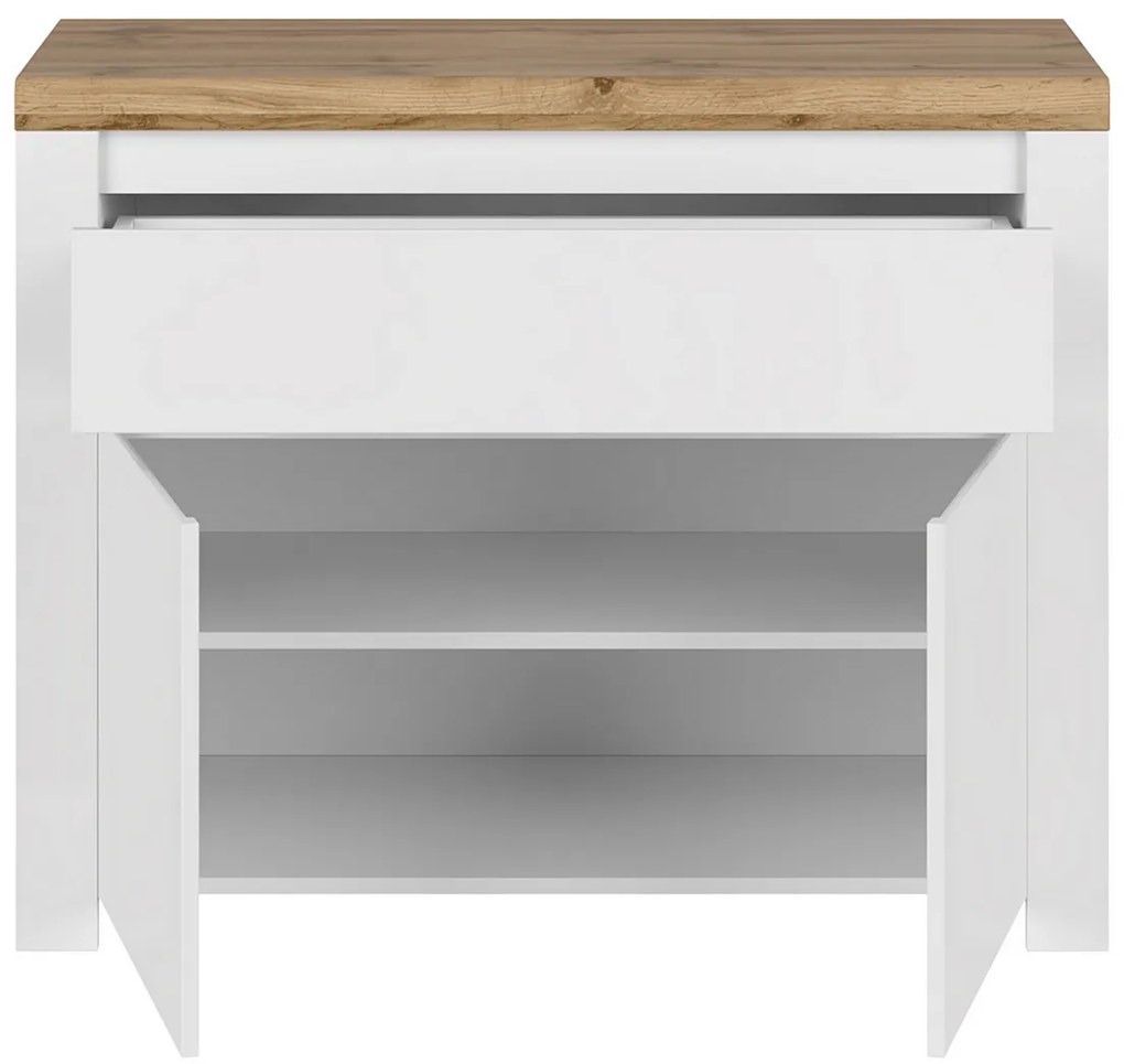 Skriňa VILGO 2D1S, lesklá biela