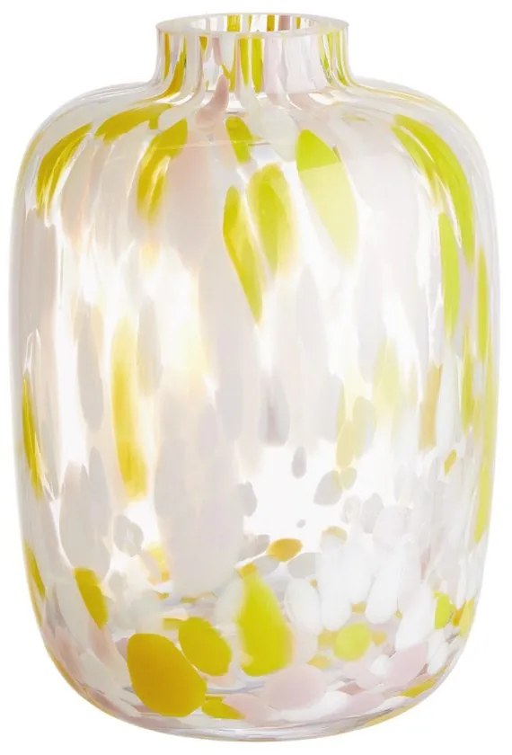 Butlers CONFETTI Váza sklenená 18 cm - biela/žltá