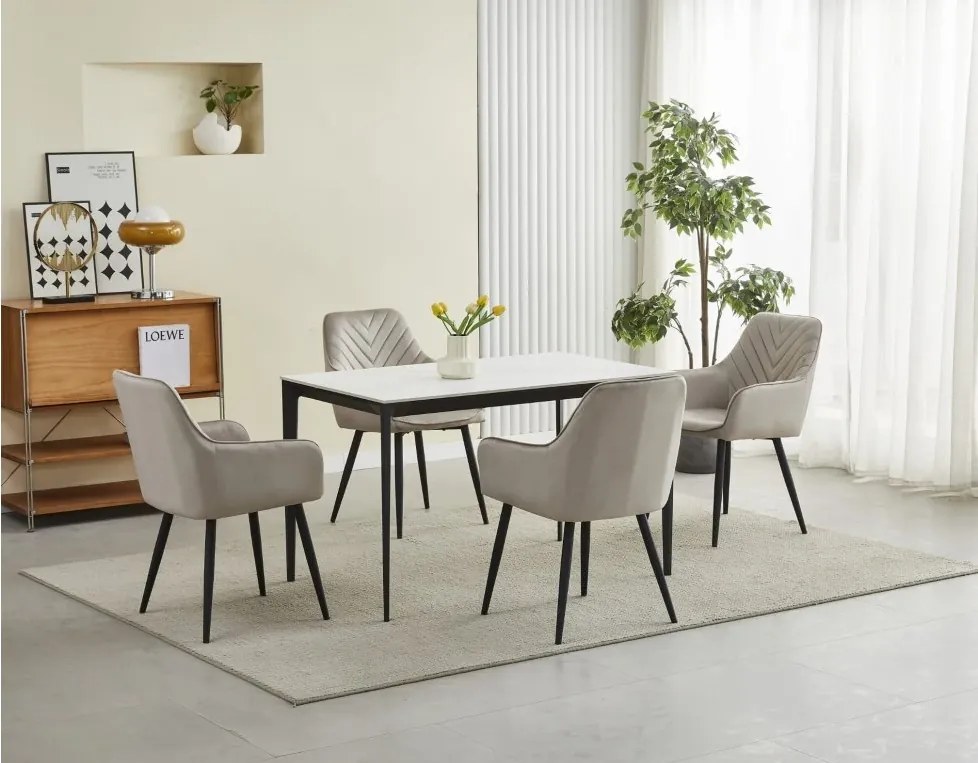 Kreslo NANA - tmavý béžový zamat / čierne nohy