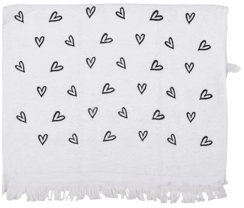 Biely kuchynský froté uterák so srdiečkami - 40*66 cm
