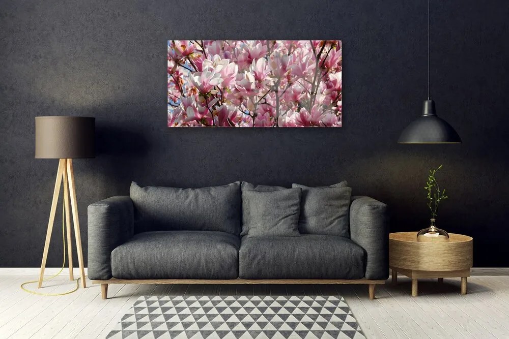 Skleneny obraz Vetvy kvety rastlina 100x50 cm