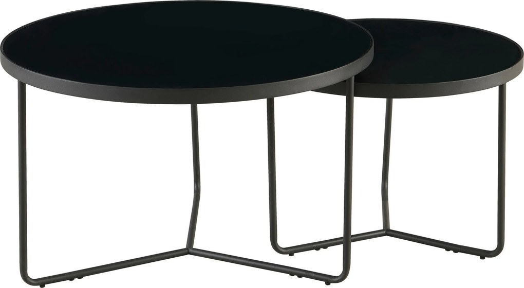 XXXLutz SADA KONFERENČNÝCH STOLÍKOV, čierna, kov, sklo, 60-80/60-80/44.5-49.5 cm MID.YOU - Stolíky do obývačky - 001088007001