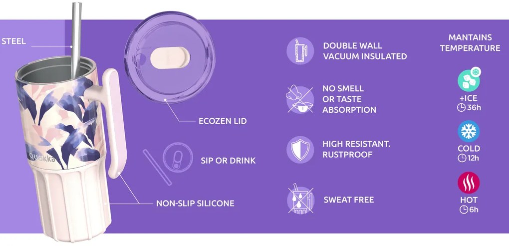 Nerezový termohrnček so slamkou Umi Lavender 720 ml