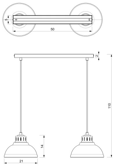 Luster na lanku SVEN 2xE27/15W/230V čierna