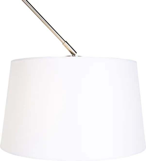 Odpadová lampa z ocele s bielym ľanovým tienidlom 35 cm - Blitz