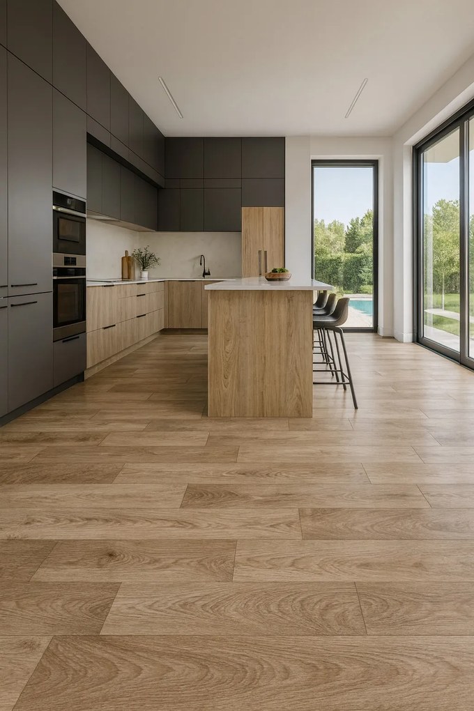 Beaulieu International Group, PVC podlaha - lino Master X Premium 3803, na mieru, šíře 4m, hnedá, bez podkladu, chodba / predsieň