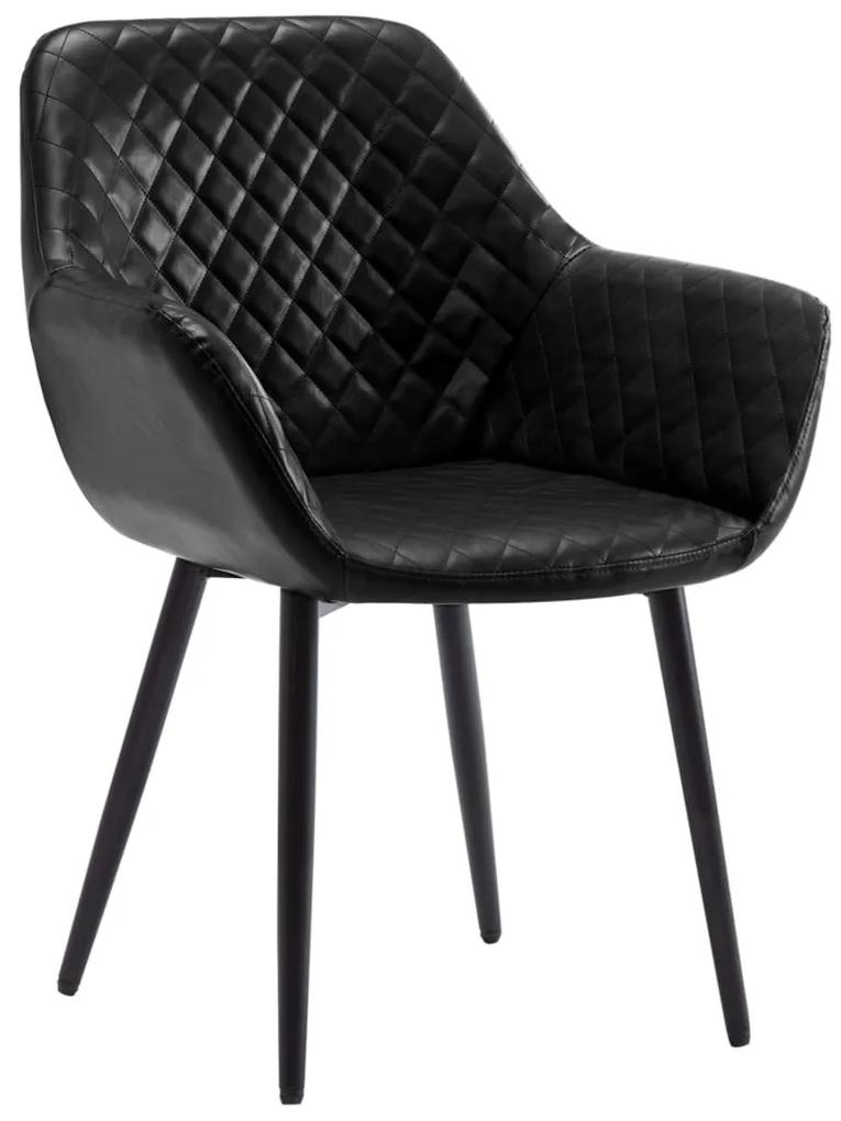 vidaXL Jedálenská stolička, čierna, umelá koža