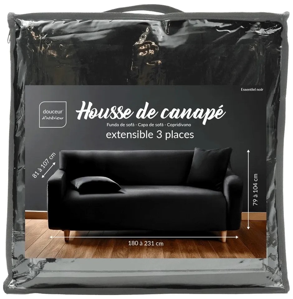 Čierny 3-miestny napínací poťah na pohovku Mila – douceur d'intérieur