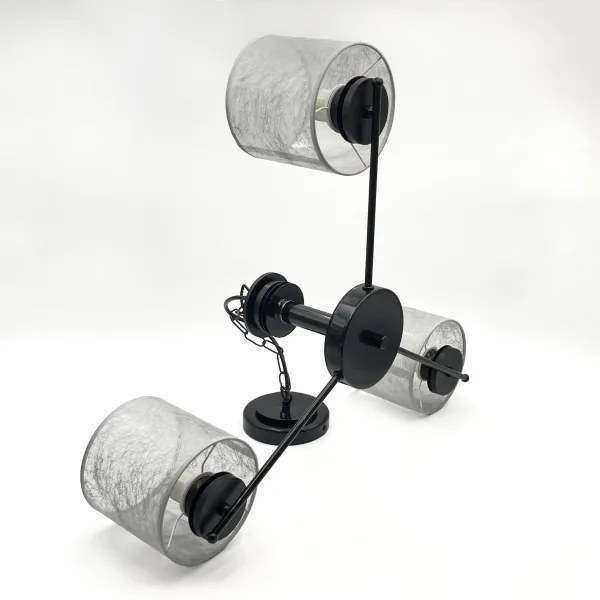 Závesný luster ROSA na reťazi, 3xE27/60W/230V, čierna/šedá