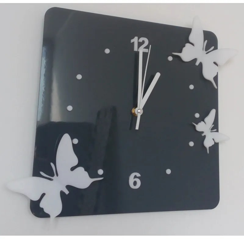 Nástenné hodiny Quartz, nalepovacie dekorácie, 3D zrkadlové nálepky Xmomo FL-z29-RAL7005-RAL9010 HEU-