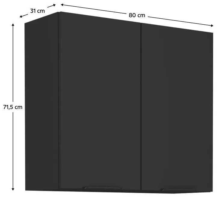 Horná kuchynská skrinka Sobera 80 G 72 2F (čierna) . Vlastná spoľahlivá doprava až k Vám domov. 1096994
