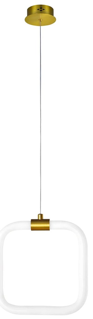 Toolight Toolight, závesné LED svietidlo 20x20cm, 9W, 3000K, LHJ057-CP1, biela-zlatá matná, OSW-60030