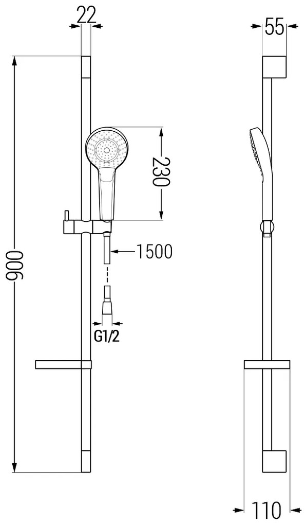 Mexen sprchový set DS05, čierna, 785054583-70