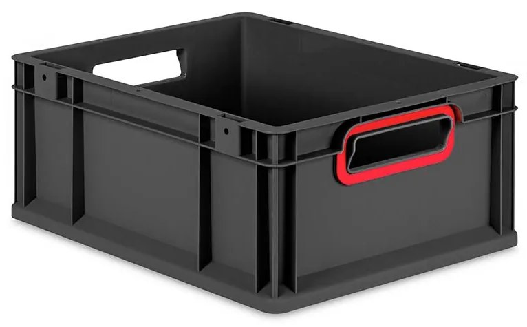 Sada 10 kusov - Eurobox Next Gen 2.0 Cycle - Stohovateľný kontajner s otvorenými rukoväťami - Červený - 400 x 300 x 170 mm - Antracit