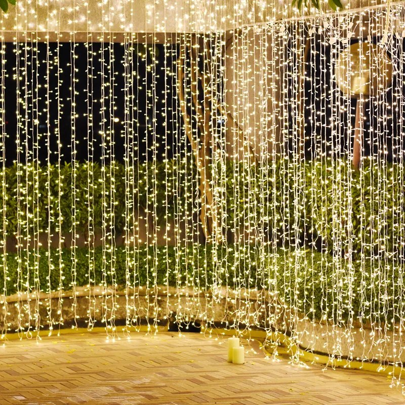 ACA Lighting LED vianočné záves, 2x2m, teplá biela, IP44, 360 LED