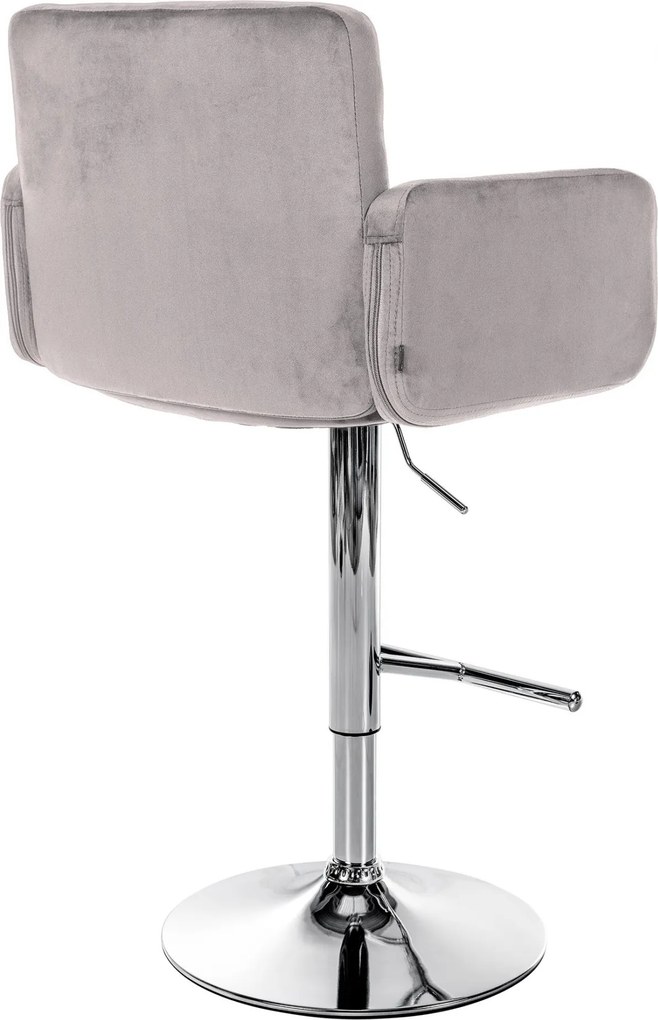 Barová stolička Los Angeles - zamat, chróm rám - šedá