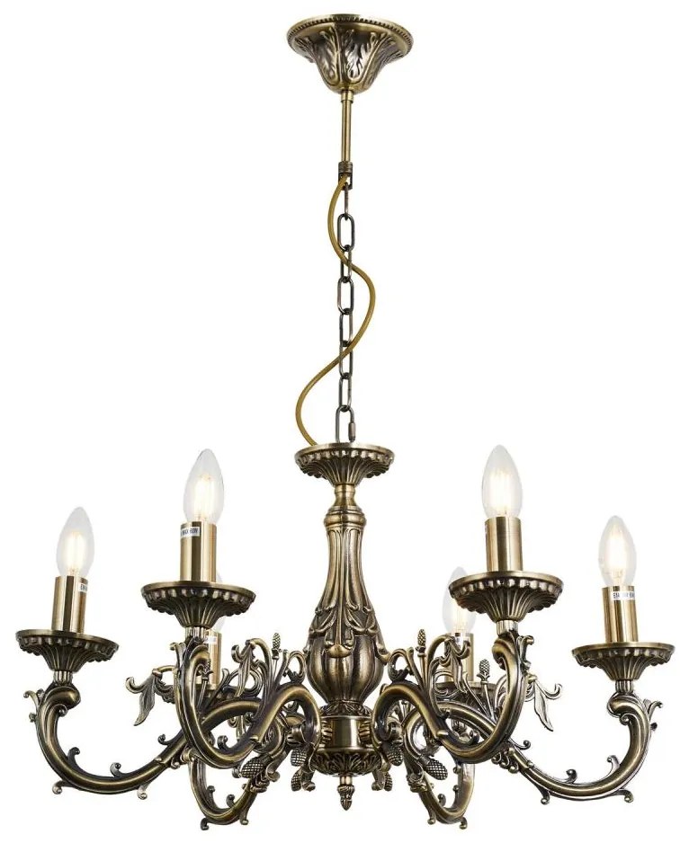 Brilagi - Luster na reťazi CLASSIC 6xE14/60W/230V mosadz