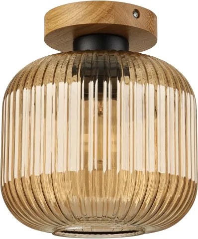 Stropné svietidlo MILOU WOOD 1xE27/15W/230V dub/dymová béžová, priemer 20 cm