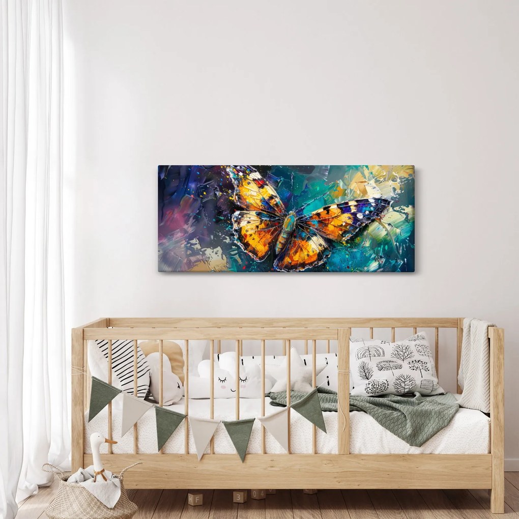 Obraz - Motýľ, olejomaľba (120x50 cm)