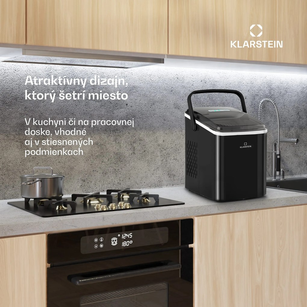 Klarstein Arctic Porter, výrobník ľadu, kužeľovité kúsky ľadu, 12 kg/24 h, nehrdzavejúca oceľ