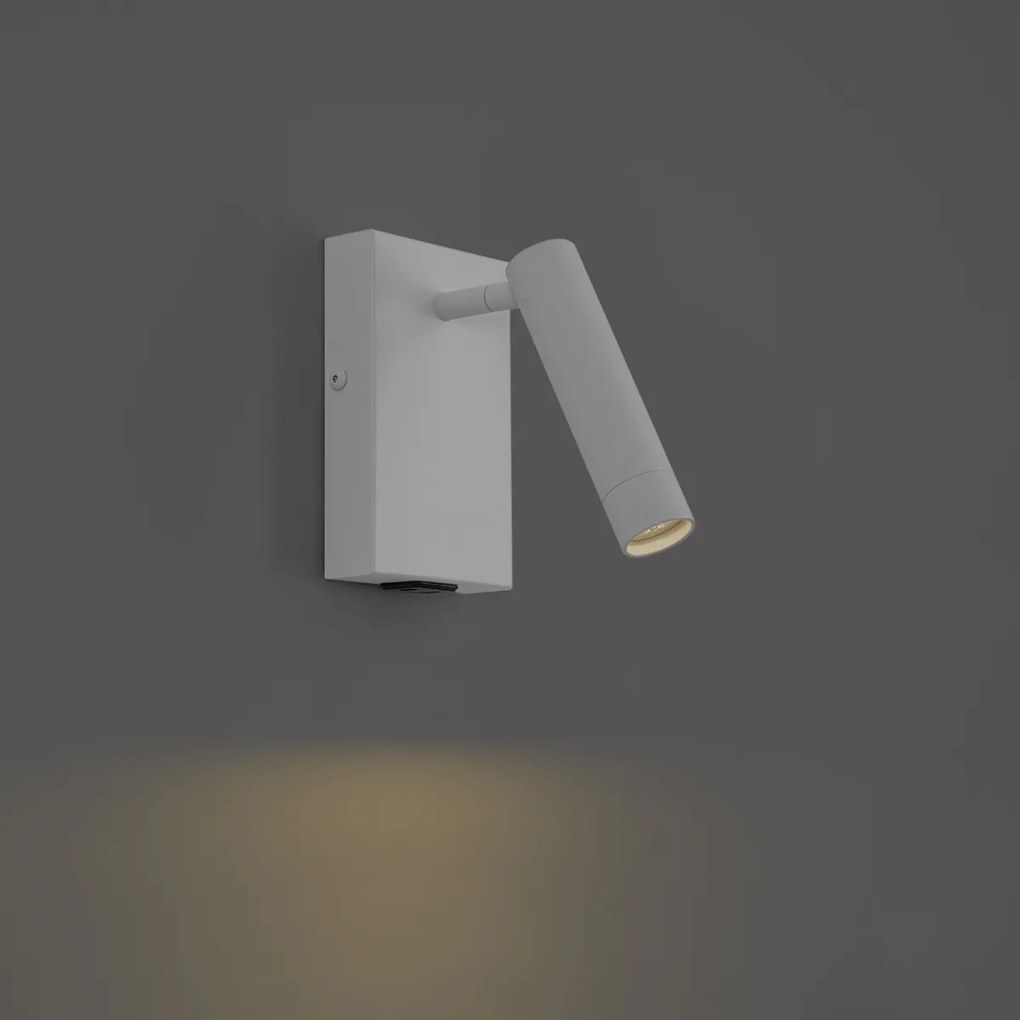 Moderné nástenné svietidlo biele nastaviteľné s USB-C - Croft