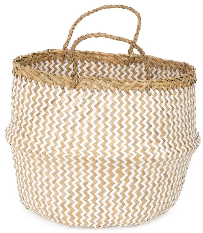 Svetlý úložný košík z morskej trávy Compactor Zic Zac, ⌀ 35 cm