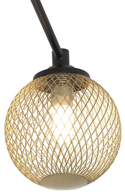 Moderné stropné svietidlo čierne so zlatými 8-svetlami - Athens Wire