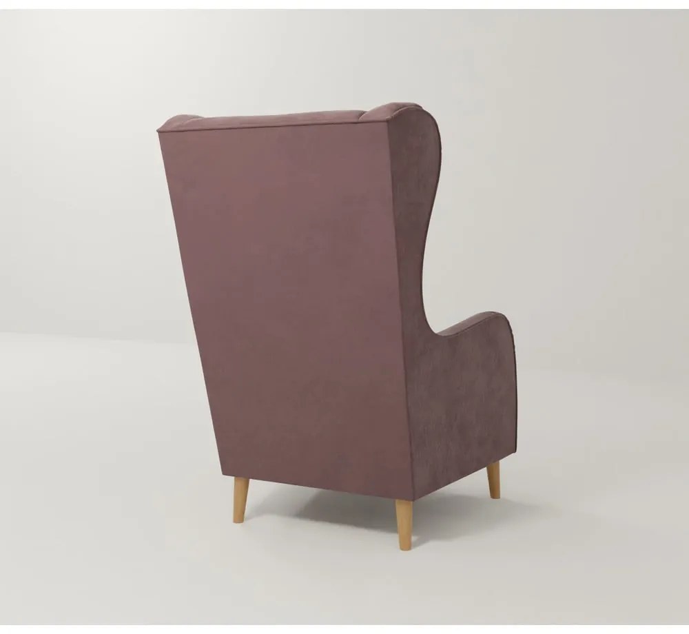 Ružové zamatové kreslo ušiak Carole – Ropez