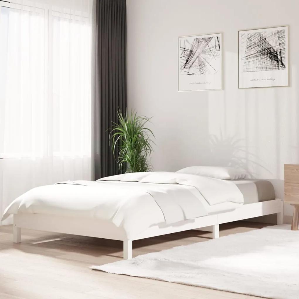 vidaXL Stohovateľná posteľ biela 100x200 cm borovicový masív
