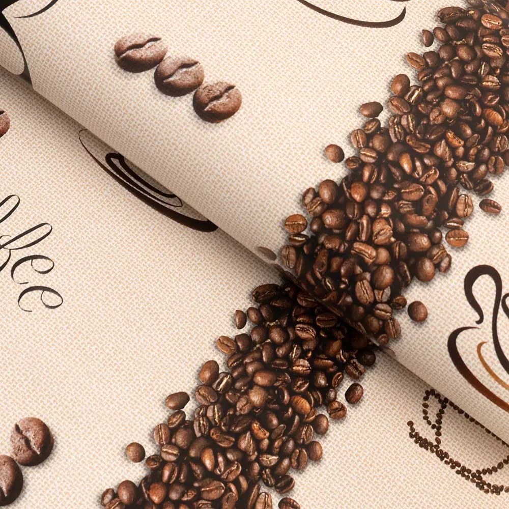 PVC obrus Káva na svetlo hnedom PV-212 - metráž š. 140 cm